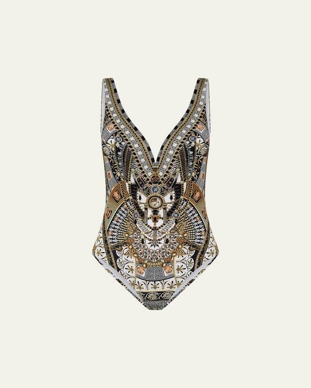 Temples of Dendara V Wire One-Piece Swimsuit